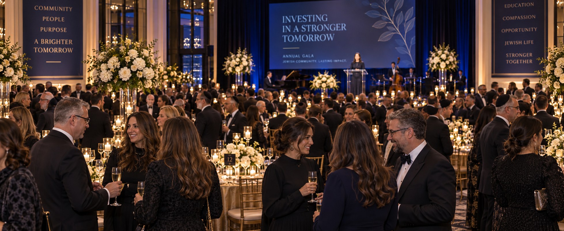 Gala crowd at a Jewish nonprofit fundraising event